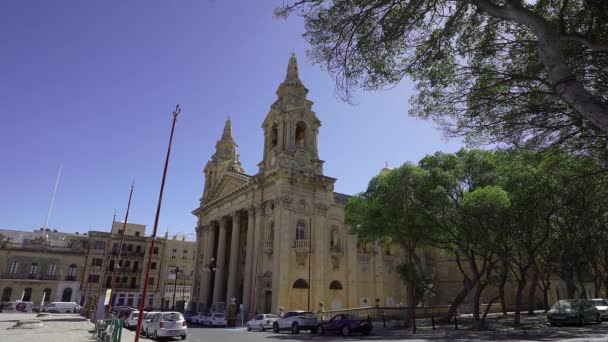 Valletta Malta Aprile 2024 Veduta Esterna Della Chiesa San Publio — Video Stock