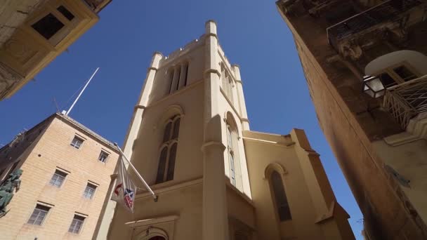 Valletta Malta April 2024 Uitzicht Andrew Scot Kerk Het Centrum — Stockvideo