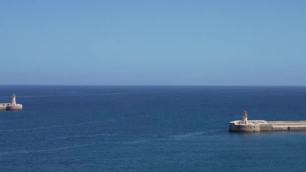 Βαλέτα Μάλτα Απριλίου 2024 Πανοραμική Θέα Της Εισόδου Στο Λιμάνι — Αρχείο Βίντεο
