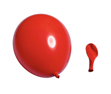 şişirilmiş ve sönmüş kırmızı balonlar