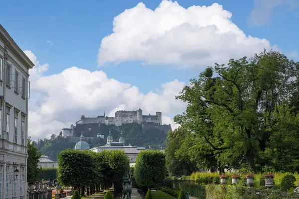 stock image Salzburg, Austria. June 30, 2024.   panoramic view of Mirabell Garden in the city cente