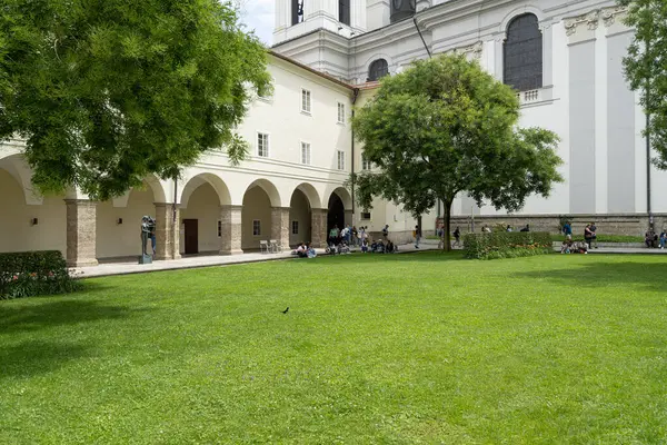 stock image Salzburg, Austria. July 1, 2024. Panoramic view of the Wilhelm-Furtwangler-Garten in the center of town