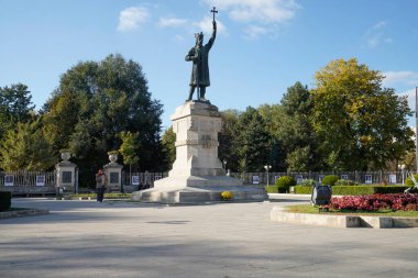 Chisinau, Moldova. 24 Ekim 2024. Şehir merkezindeki Büyük Stephen Anıtı.