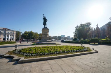 Chisinau, Moldova. 24 Ekim 2024. Şehir merkezindeki Büyük Stephen Anıtı.
