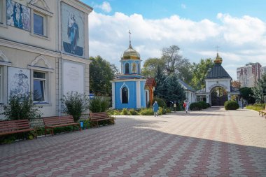 Chisinau, Moldova. October 25, 2024.   the inner courtyard of the Ciuflea Monastery in the city cente clipart