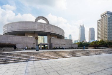 Shanghai, China. January 7, 2025. Exterior view of the Shanghai Museum building  in the city center clipart