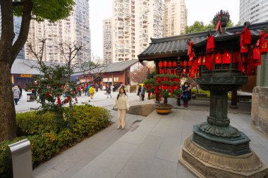 Shanghai, China. January 7, 2025. view of the inner courtyards of the Jade Buddha Templ clipart