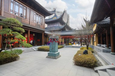 Shanghai, China. January 7, 2025. view of the inner courtyards of the Jade Buddha Templ clipart