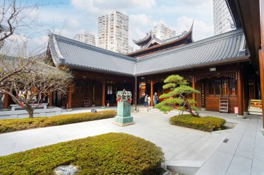 Shanghai, China. January 7, 2025. view of the inner courtyards of the Jade Buddha Templ clipart