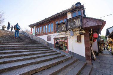 Shanghai, China. January 8, 2025. view of the narrow alleys between the characteristic ancient houses of the village clipart