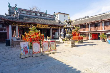 Şangay, Çin. 8 Ocak 2025. Şehir merkezindeki Taoist Şehir Tapınağı 'nın iç manzarası.