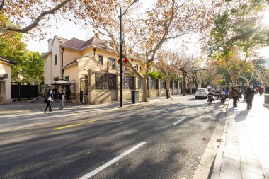 Şangay, Çin. 9 Ocak 2025. Fransız imtiyaz bölgesinin şehir merkezindeki klasik mimarisi.