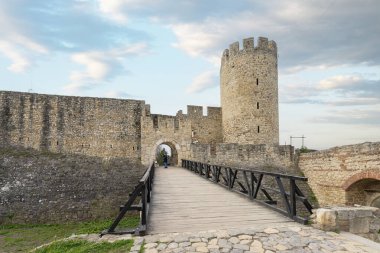 Belgrad, Sırbistan. 22 Mart 2025. Dizdare Kulesi 'nin şehir merkezindeki Belgrad Kalesindeki panoramik manzarası