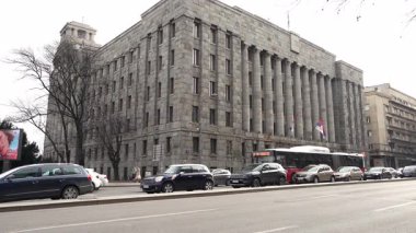 Belgrad, Sırbistan. 22 Mart 2025. Sırbistan Merkez Ofisi 'nin eski şehir merkezindeki dış görünümü