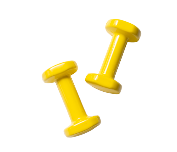 Şeffaf bir arkaplanda bir çift jimnastik ağırlık