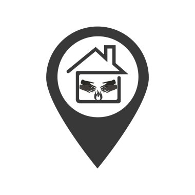 Eller evin içinde. Ellerin evin sıcaklığında olsun. Sıcak ve güvenilir. Ev ve ellerin vektör grafikleri. Simge en iyi kullanım için yapıldı.