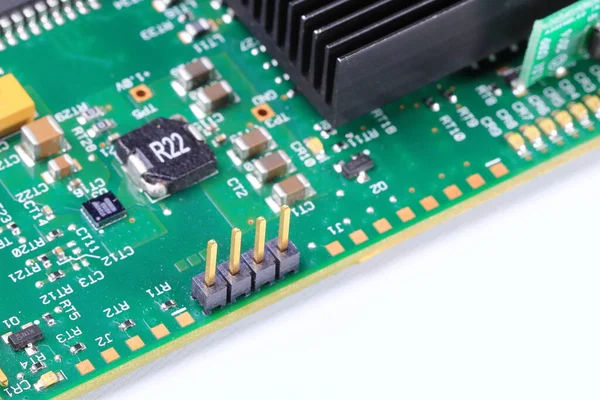 Elektronica Printplaat Met Componenten Pin Connector Pin Connector Het Computer — Stockfoto