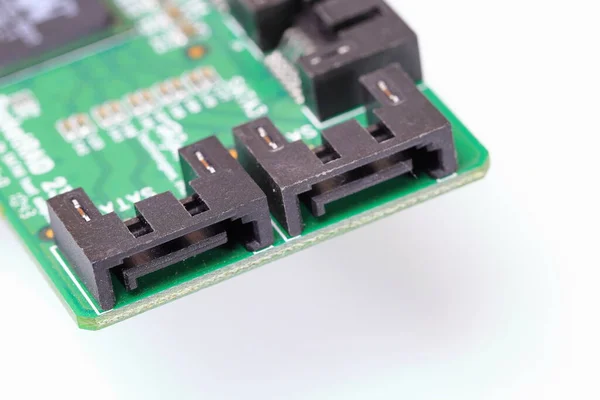 Close up Serial ATA(SATA) connector on raid Controller board. SATA is an interface for transferring data between a system board and mass storage devices. SATA connectors, Serial ATA