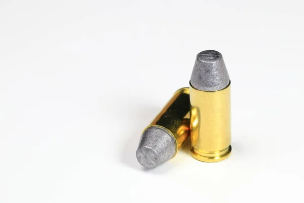Close Bullet 9Mm Lswc Lead Semi Wadcutter Brass Shell Ready — Stock Photo, Image
