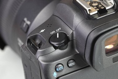 Profesyonel Aynasız Dijital Kamera, DSLR 'ın üst panelini kapat, kameranın kapatma düğmesinde göster 