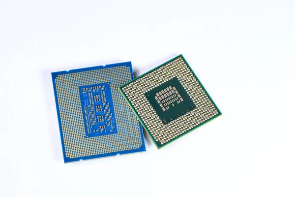Cpu Centrale Verwerkingseenheid Computer Processor Aan Onderkant Contactdoos Geïsoleerd Witte — Stockfoto