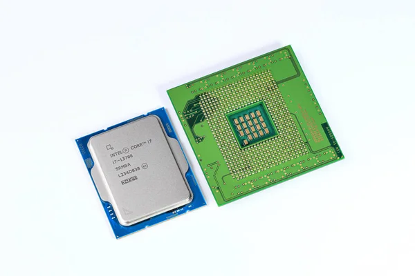 Cpu Unidade Processamento Central Processador Computador Superior Inferior Contato Soquete — Fotografia de Stock