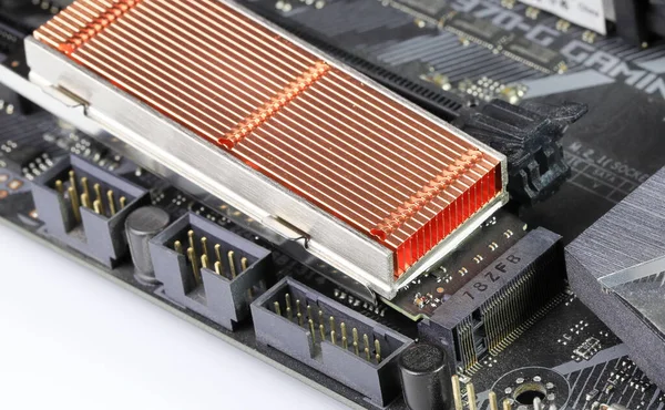 Solid State Drives Copper Heat Sink Computer Ssd Sata Nvme — Stock Photo, Image