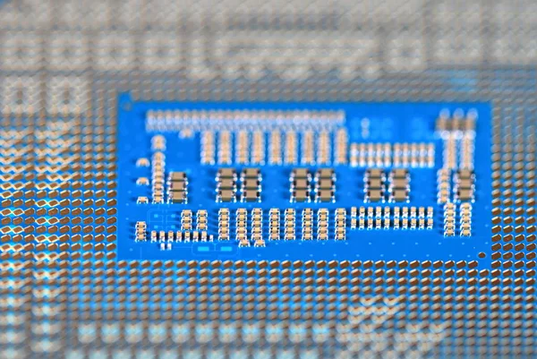 Sluiten Van Centrale Verwerkingseenheid Cpu Microprocessor Gouden Contact Naar Boven — Stockfoto
