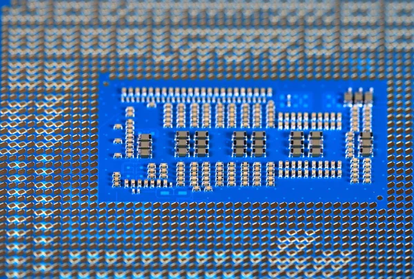 Detailní Záběr Centrální Procesorové Jednotky Nebo Procesoru Nebo Mikroprocesoru Zlatý — Stock fotografie