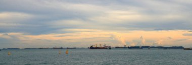 Ocean liner, tanker and Cargo Ship in Singapore Strait.