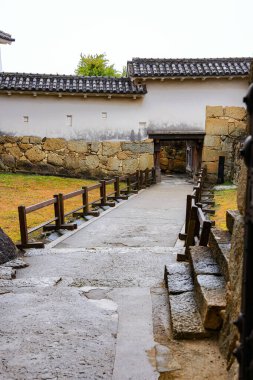 Beautiful path through the park in old castle, Japan.