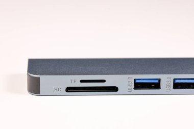 USB3 type A with TF and Sd card reader on docking station of new model premium notebook computer. clipart