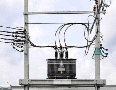 AC yüksek voltajlı güç transformatörü, Elektrik Transformatörü ve yüksek voltaj elektrik hatları.