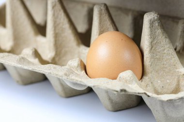 Yumurta kutusundaki tavuk yumurtası doğa ışığında geri dönüşüm malzemesinden yapılır..