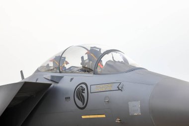 Hava gösterisinde Boeing F-15SG Çok Rollü Savaşçı kokpitini kapatın..