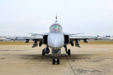 Saab JAS 39 Gripen hafif tek motorlu çok delikli avcı uçağı Tayland 'da hava gösterisinde..