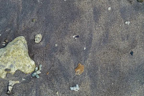 Black Sand Beach Rocks White Sand Grains Sand Background Sand — Stock Photo, Image