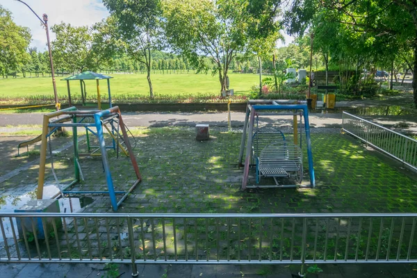 Playground Empty Because Closed Order Comply Health Regulations Order Avoid — Stock Photo, Image