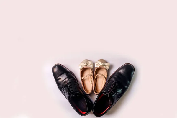 Пара Мужских Формальных Туфель Девчачья Обувь Изолированы Белом Фоне Плоская — стоковое фото