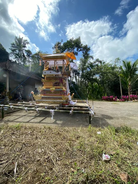 Tabanan Bali Indonesië Juli 2021 Processie Van Brandende Lijken Bali — Stockfoto