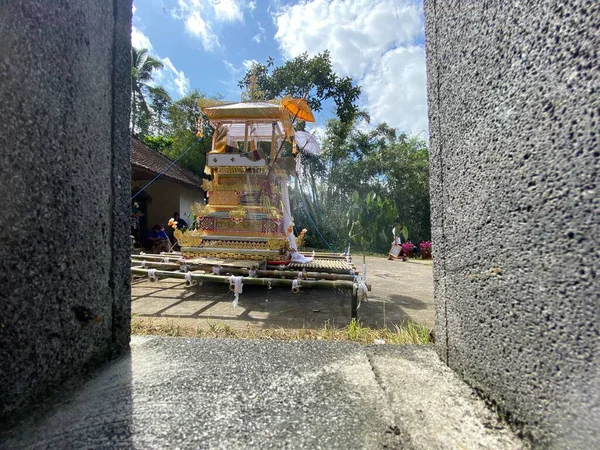 Tabanan Bali Indonesië Juli 2021 Processie Van Brandende Lijken Bali — Stockfoto