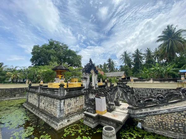 Temple in the middle of the pool. It is called Taman Dalem Ped Temple in Nusa Penida, Bali. Hindu beliefs and customs in Bali