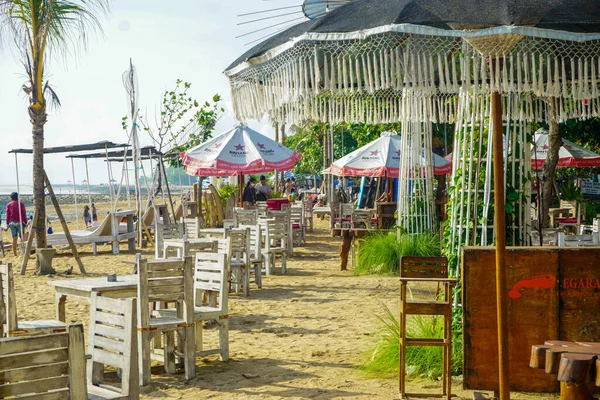 Sanur Denpasar Novembre 2022 Tavoli Sedie Caffè Sono Allineati Sulla — Foto Stock