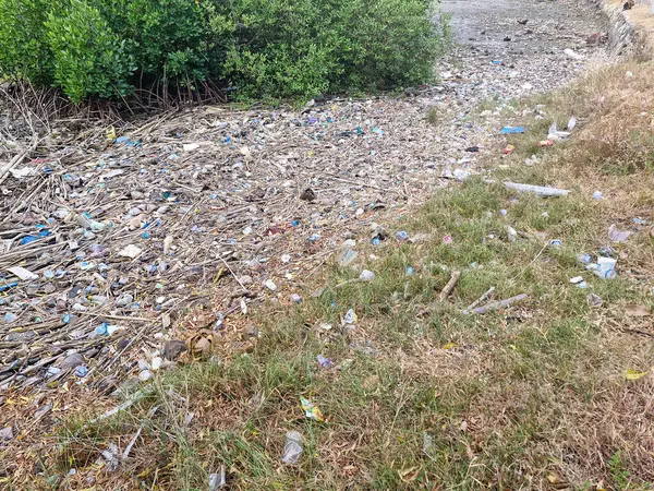 Bima, Batı Nusa Tenggara (7 Aralık 2024): Sahilde çöp. Plaj temizliğinin bir yansıması