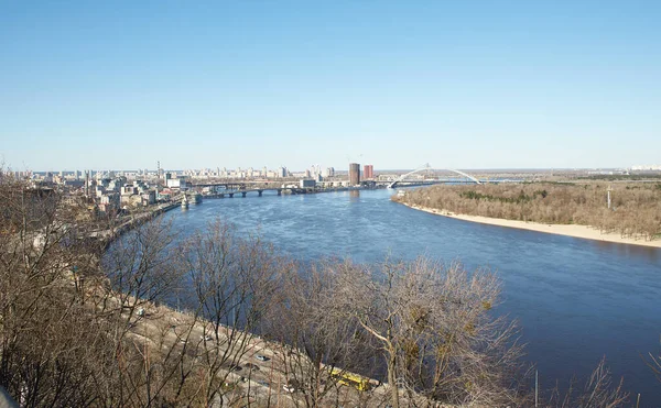 Kiev Ucraine 2023 Vista Superior Ciudad Kiev Desde Puente Peatonal — Foto de Stock