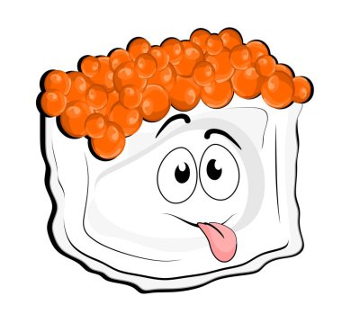 sushi with caviar show his tongue