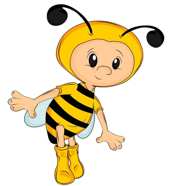child in costume of yellow bee