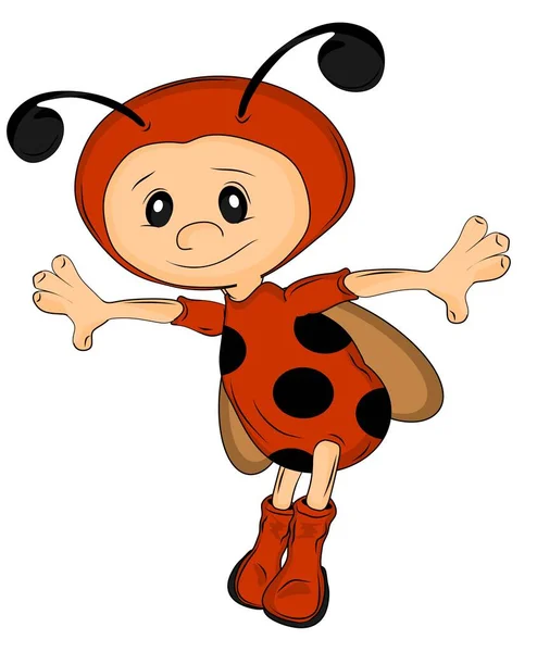 Kind Kostuum Van Rode Lieveheersbeestje — Stockfoto