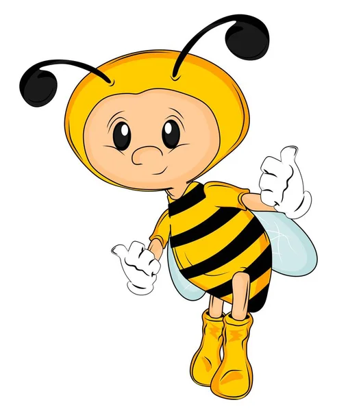 Kind Bienenkostüm Zeigt Gestenklasse — Stockfoto
