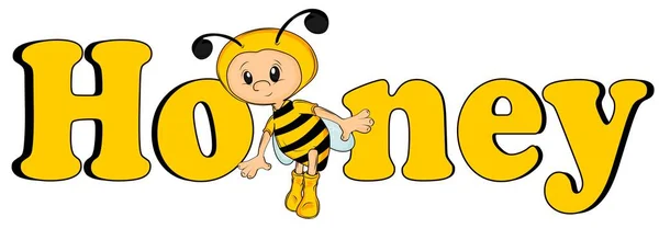 Ребенок Костюме Пчелы Буквами — стоковое фото